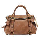 Miu Miu Hand Bag Leather 2way Brown Gold Tone Auth 198974A-2