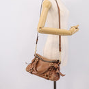 Miu Miu Hand Bag Leather 2way Brown Gold Tone Auth 198974A-22