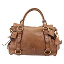 Miu Miu Hand Bag Leather 2way Brown Gold Tone Auth 198974A-3