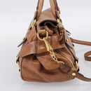 Miu Miu Hand Bag Leather 2way Brown Gold Tone Auth 198974A-4