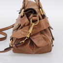 Miu Miu Hand Bag Leather 2way Brown Gold Tone Auth 198974A-5
