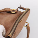 Miu Miu Hand Bag Leather 2way Brown Gold Tone Auth 198974A-6