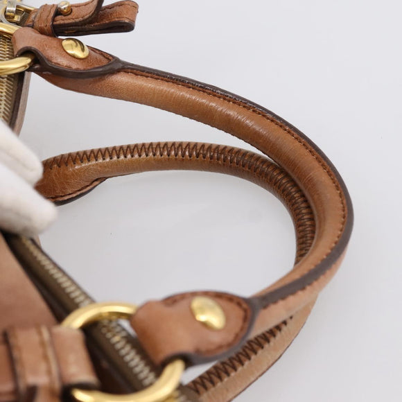 Miu Miu Hand Bag Leather 2way Brown Gold Tone Auth 198974A