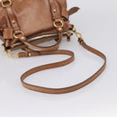 Miu Miu Hand Bag Leather 2way Brown Gold Tone Auth 198974A-9