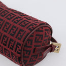 FENDI Zucchino Canvas Hand Pouch Red Gold Tone 7N0016 Auth 199001A-12