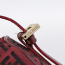 FENDI Zucchino Canvas Hand Pouch Red Gold Tone 7N0016 Auth 199001A-14