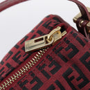 FENDI Zucchino Canvas Hand Pouch Red Gold Tone 7N0016 Auth 199001A-15