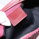 FENDI Zucchino Canvas Hand Pouch Red Gold Tone 7N0016 Auth 199001A-16