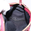 FENDI Zucchino Canvas Hand Pouch Red Gold Tone 7N0016 Auth 199001A-19
