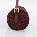 FENDI Zucchino Canvas Hand Pouch Red Gold Tone 7N0016 Auth 199001A-4