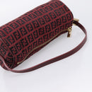 FENDI Zucchino Canvas Hand Pouch Red Gold Tone 7N0016 Auth 199001A-7