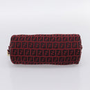 FENDI Zucchino Canvas Hand Pouch Red Gold Tone 7N0016 Auth 199001A-9