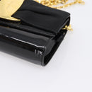 Salvatore Ferragamo Vala Chain Shoulder Bag Patent Black Gold Tone Auth 199006-9