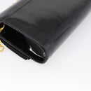 Salvatore Ferragamo Vala Chain Shoulder Bag Patent Black Gold Tone Auth 199006-16