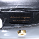 Salvatore Ferragamo Vala Chain Shoulder Bag Patent Black Gold Tone Auth 199006-12
