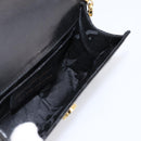Salvatore Ferragamo Vala Chain Shoulder Bag Patent Black Gold Tone Auth 199006-17