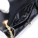 Salvatore Ferragamo Vala Chain Shoulder Bag Patent Black Gold Tone Auth 199006-19
