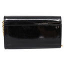 Salvatore Ferragamo Vala Chain Shoulder Bag Patent Black Gold Tone Auth 199006-2