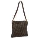 FENDI Zucca Canvas Shoulder Bag Brown Gold Tone Auth 199011-1