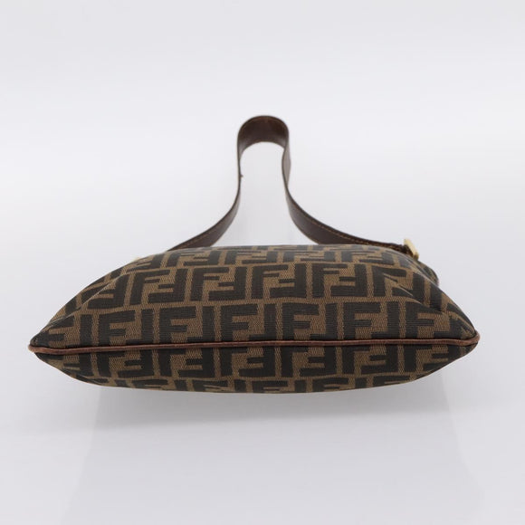 FENDI Zucca Canvas Shoulder Bag Brown Gold Tone Auth 199011