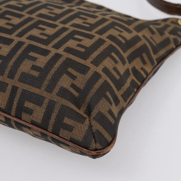 FENDI Zucca Canvas Shoulder Bag Brown Gold Tone Auth 199011