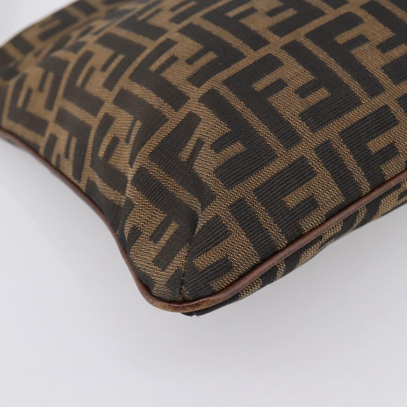 FENDI Zucca Canvas Shoulder Bag Brown Gold Tone Auth 199011