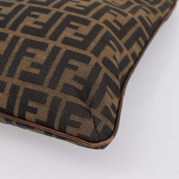 FENDI Zucca Canvas Shoulder Bag Brown Gold Tone Auth 199011