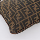 FENDI Zucca Canvas Shoulder Bag Brown Gold Tone Auth 199011-10