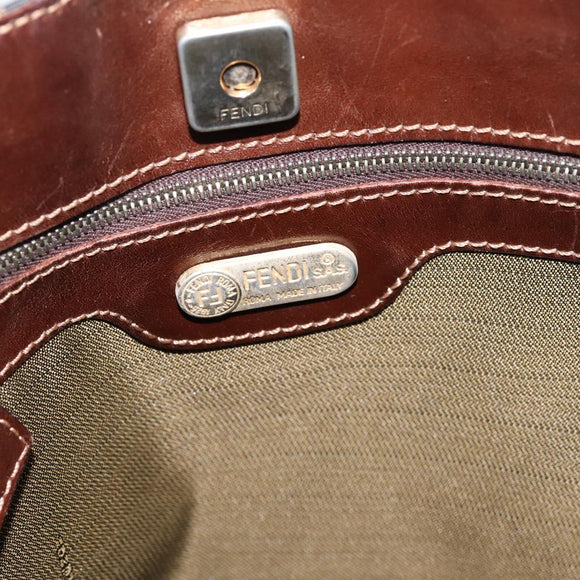 FENDI Zucca Canvas Shoulder Bag Brown Gold Tone Auth 199011