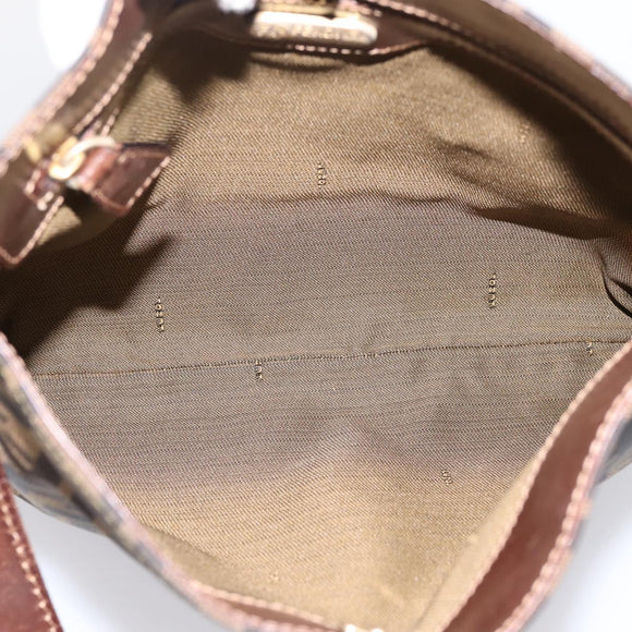 FENDI Zucca Canvas Shoulder Bag Brown Gold Tone Auth 199011