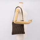 FENDI Zucca Canvas Shoulder Bag Brown Gold Tone Auth 199011-22