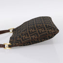 FENDI Zucca Canvas Shoulder Bag Brown Gold Tone Auth 199011-3