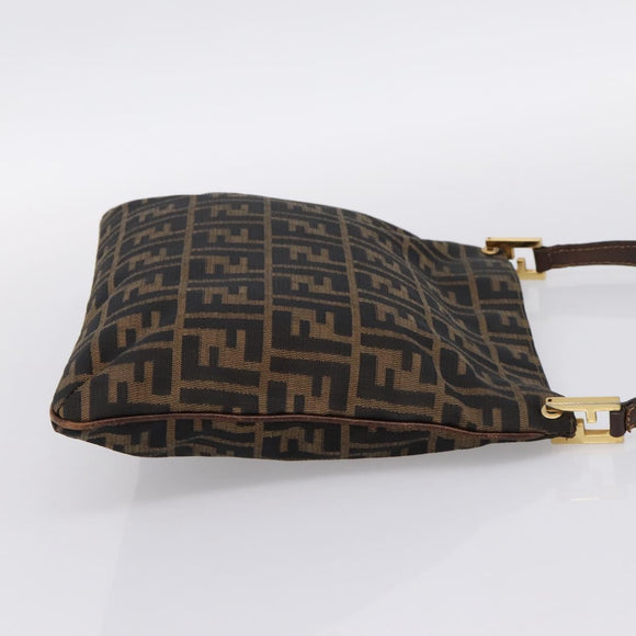 FENDI Zucca Canvas Shoulder Bag Brown Gold Tone Auth 199011