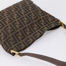 FENDI Zucca Canvas Shoulder Bag Brown Gold Tone Auth 199011-6