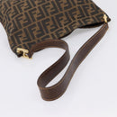 FENDI Zucca Canvas Shoulder Bag Brown Gold Tone Auth 199011-7