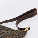FENDI Zucca Canvas Shoulder Bag Brown Gold Tone Auth 199011-8