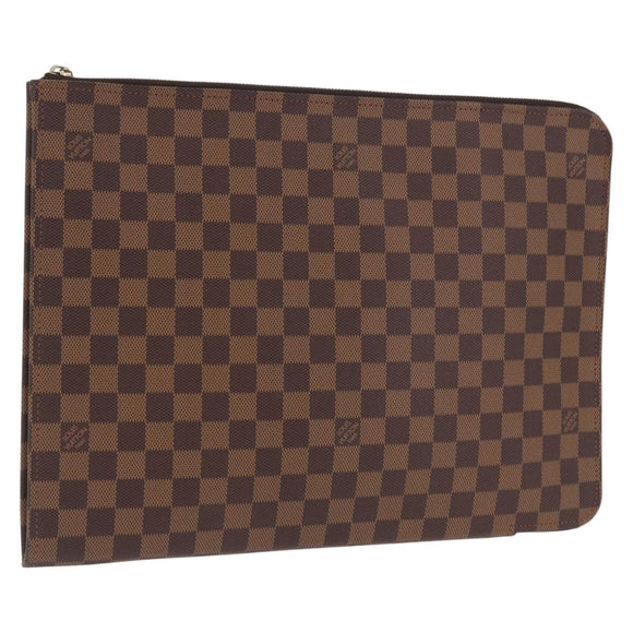 LOUIS VUITTON Damier Ebene Posh Documents Clutch Bag LV Auth 199015A