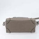 CELINE Luggage Nano Shopper Hand Bag Leather 2way Gray Silver Auth 199033V-5