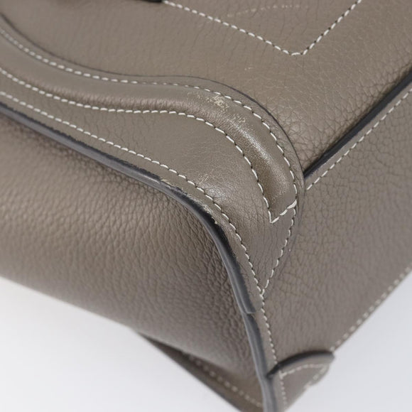 CELINE Luggage Nano Shopper Hand Bag Leather 2way Gray Silver Auth 199033V