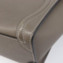 CELINE Luggage Nano Shopper Hand Bag Leather 2way Gray Silver Auth 199033V-18