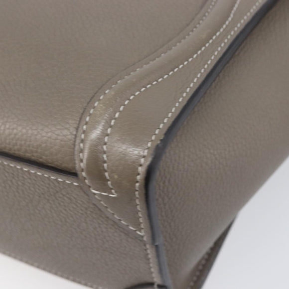 CELINE Luggage Nano Shopper Hand Bag Leather 2way Gray Silver Auth 199033V