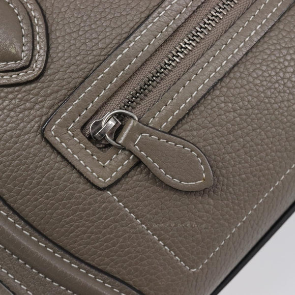 CELINE Luggage Nano Shopper Hand Bag Leather 2way Gray Silver Auth 199033V