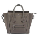 CELINE Luggage Nano Shopper Hand Bag Leather 2way Gray Silver Auth 199033V-13