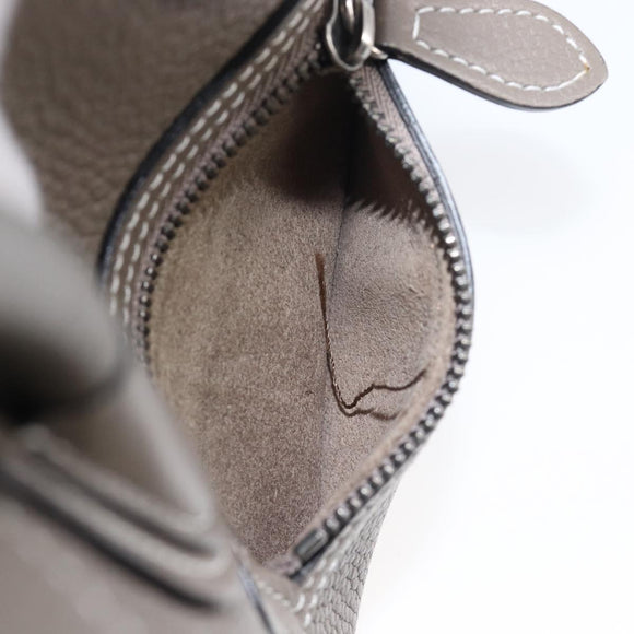 CELINE Luggage Nano Shopper Hand Bag Leather 2way Gray Silver Auth 199033V