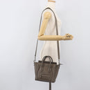 CELINE Luggage Nano Shopper Hand Bag Leather 2way Gray Silver Auth 199033V-27