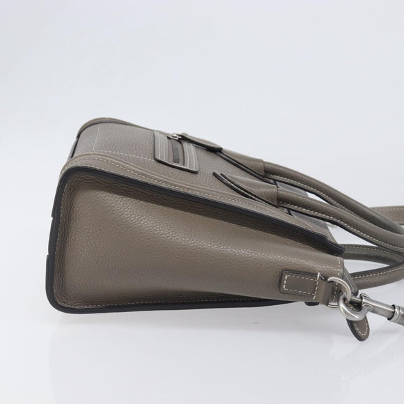 CELINE Luggage Nano Shopper Hand Bag Leather 2way Gray Silver Auth 199033V