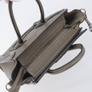 CELINE Luggage Nano Shopper Hand Bag Leather 2way Gray Silver Auth 199033V-6