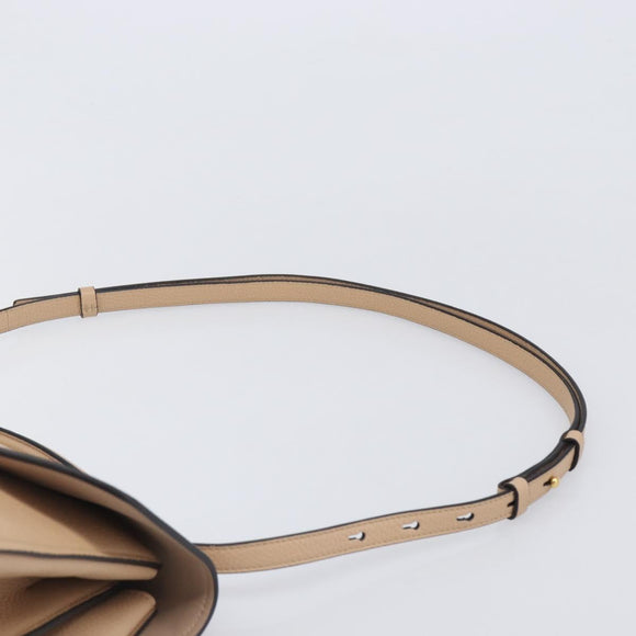 Salvatore Ferragamo Gancini Hand Bag Leather 2way Beige Gold Auth 199034A