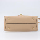 Salvatore Ferragamo Gancini Hand Bag Leather 2way Beige Gold Auth 199034A-5