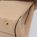 Salvatore Ferragamo Gancini Hand Bag Leather 2way Beige Gold Auth 199034A-15